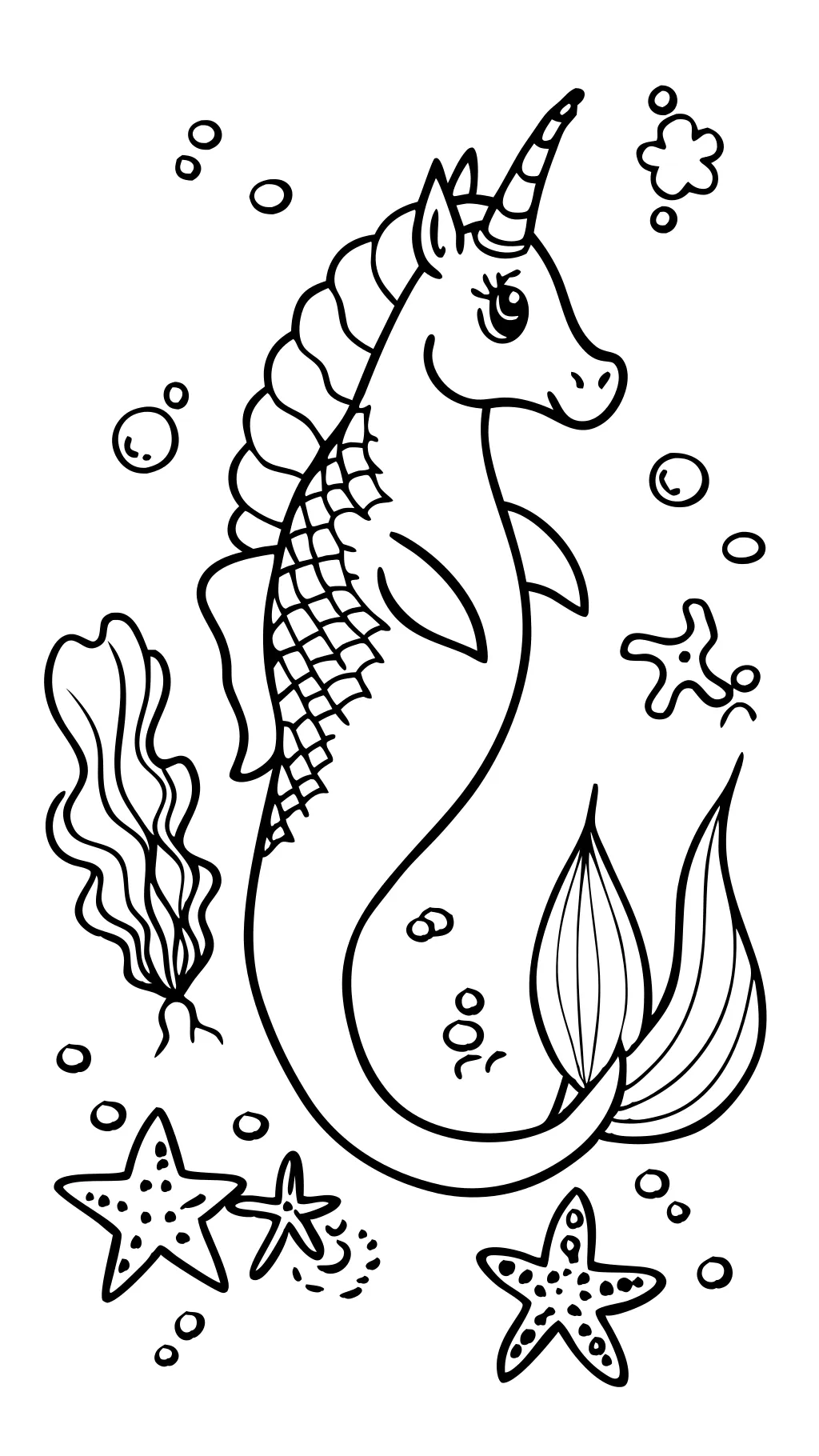 Página para colorear de una sirena de unicornio